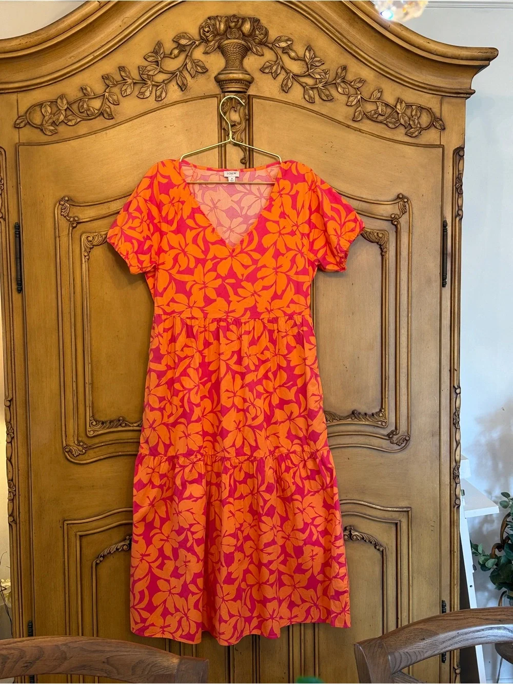 J. Crew Pink and Orange Floral Shift Dress